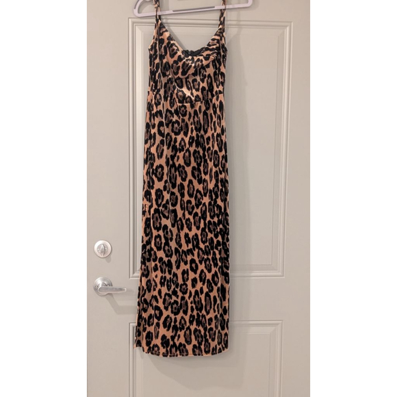 Women's Taylor Brown & Black Leopard Print Velvet Midi Dress Size 4 - Picture 4 of 13